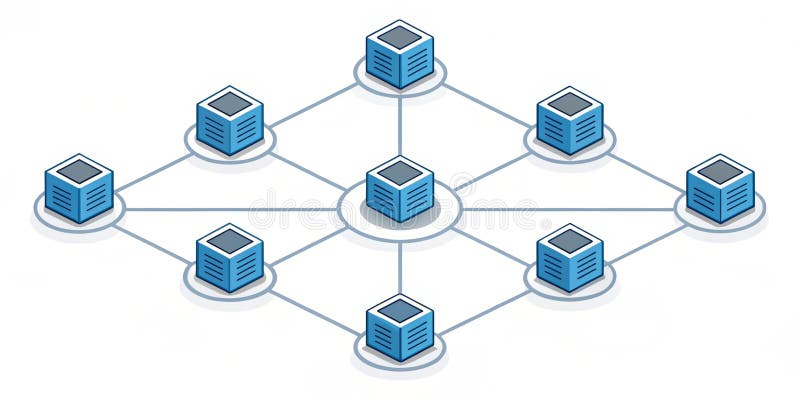 Large language model artificial intelligence optimization Modern interconnected digital network with blue servers stock illustration
