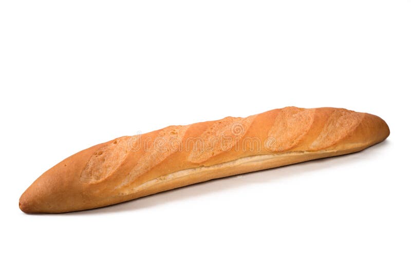 Long Loaf. French Bread Isolated on the White Background Stock Photo