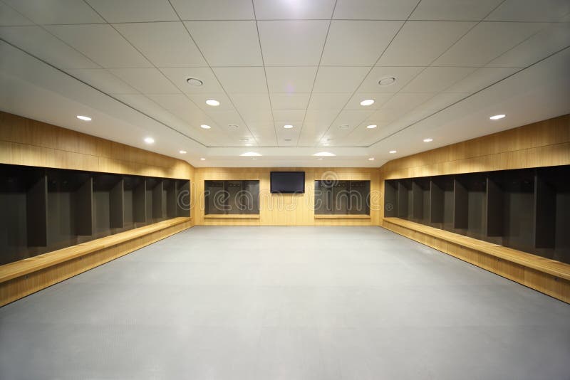 Large locker room. stock photo. Image of floor, brown 18595742