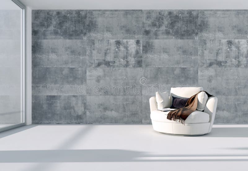 Large luxury modern minimal bright interiors room mockup illustration 3D rendering