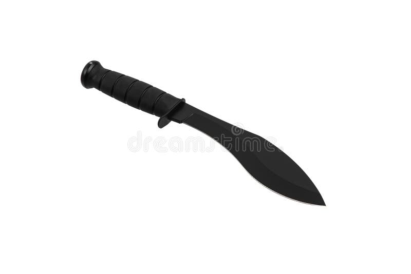 A Large Machete Knife with a Black Curved Blade. Modern Edged Weapons