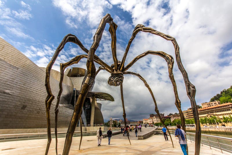 A large metal spider outside the Guggenheim museum in Bilbao