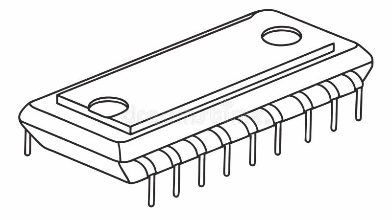 Large microchip, computer processor component, vector design Generative AI royalty free illustration