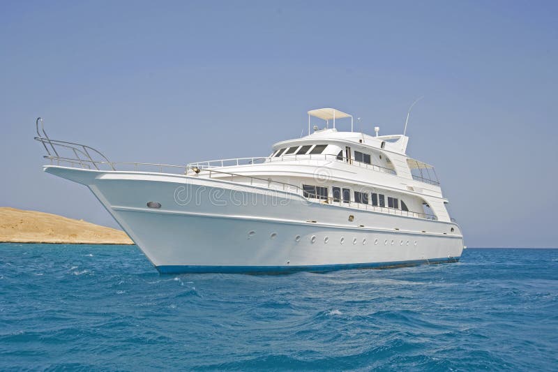 Large motor yacht at sea