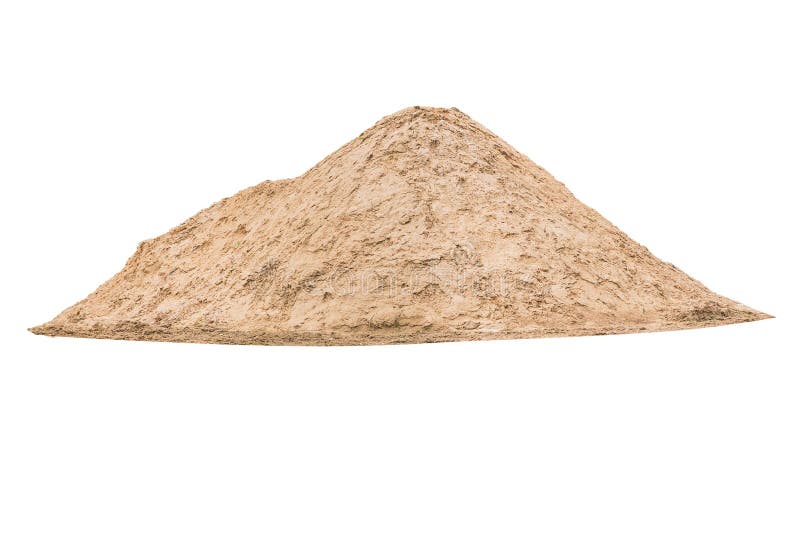 A Large Mound of Sand for Construction Isolated on a White Background
