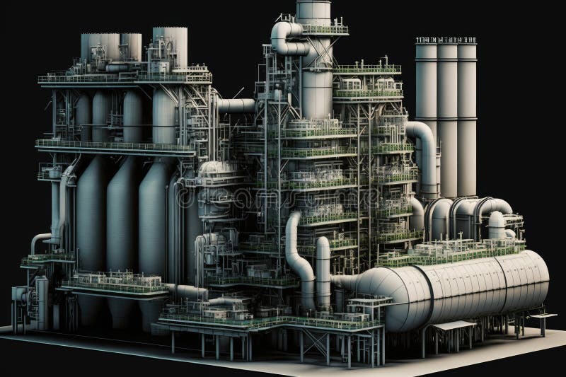 Large Multilevel Processing Unit at Refinery Complex Stock Illustration Illustration of