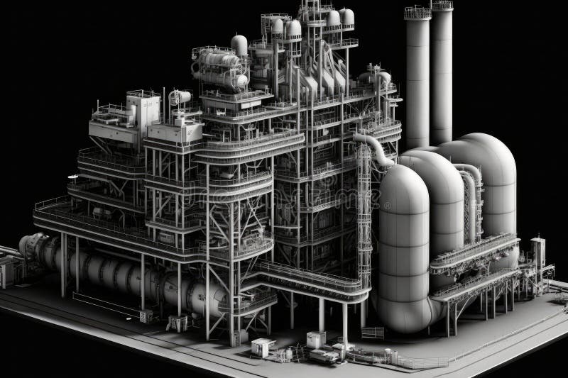 Large Multilevel Processing Unit at Refinery Complex Stock Illustration Illustration of