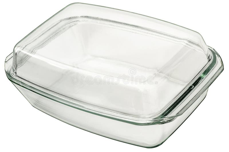 Oblong Heath Resistant Glass Baking Pan Isolated on White Background Stock Image Image of