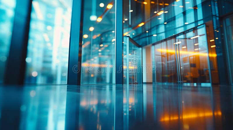 A large open space with a lot of glass windows and a lot of light. Generative AI vector illustration