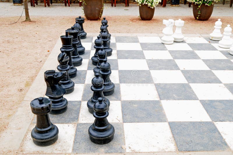 Image of a large patio chess set