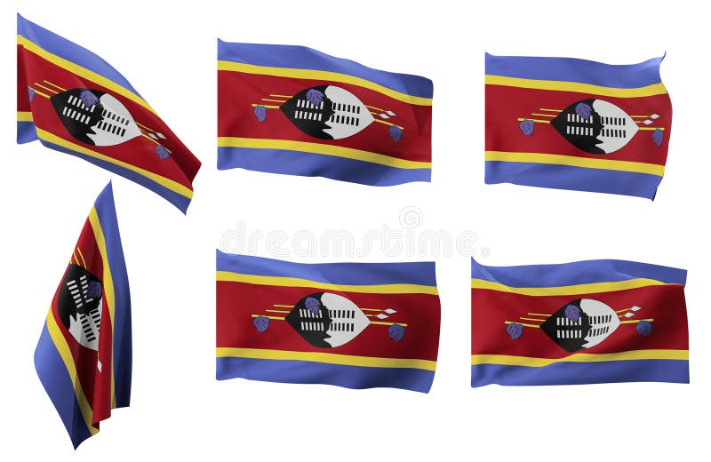 Six different positions of the flag of Eswatini stock illustration