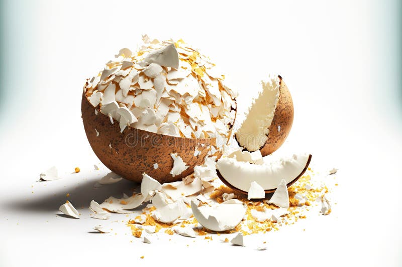 Large Pile of Cracked Coconut Fruit As Ingredients for Coconut Milk