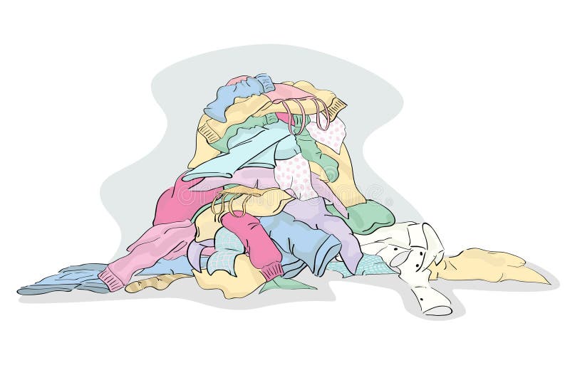 Large Pile of Laundry clothing ready to be cleaned. 