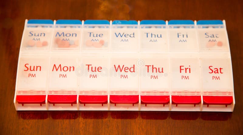 Large Pill Dispenser for Two Weeks stock images