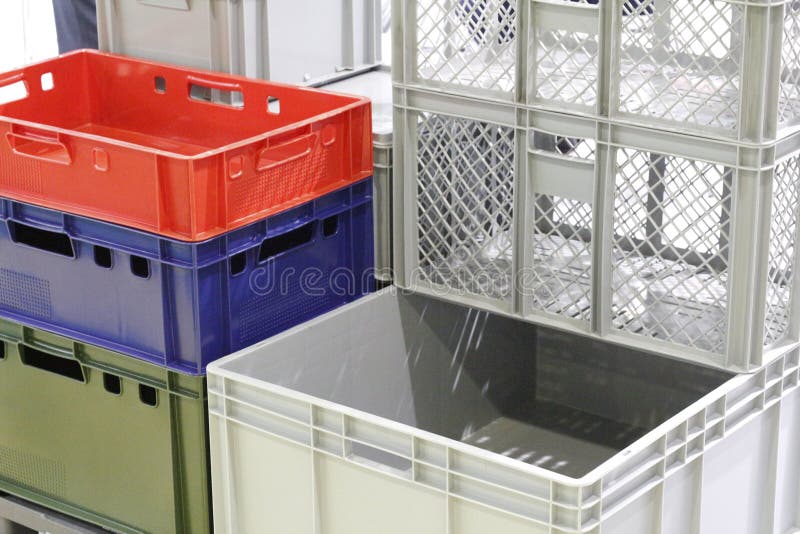 Large Plastic Boxes. Industrial Size Plastic Containers Stock Photo - Image  of container, trade: 199105290