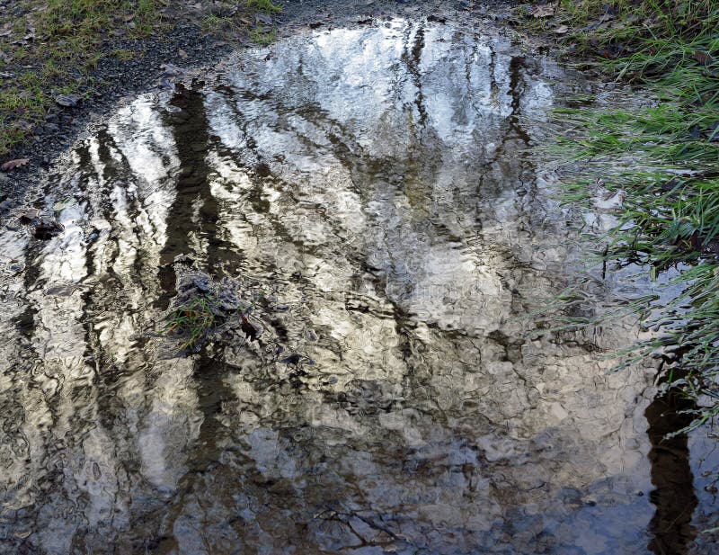 Large puddle after heavy rain. stock images