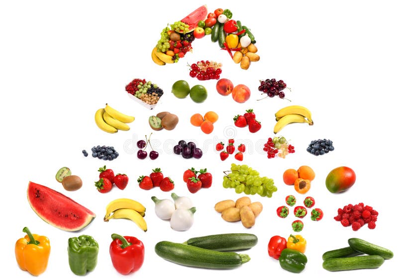 Large pyramid of fruits and vegetables