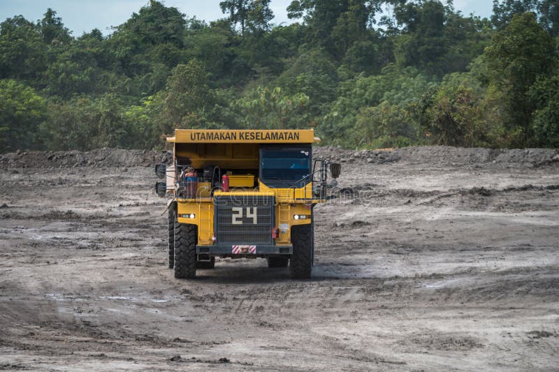 Mining truck mining machinery, to transport coal from open-pit as the Coal Production stock photography