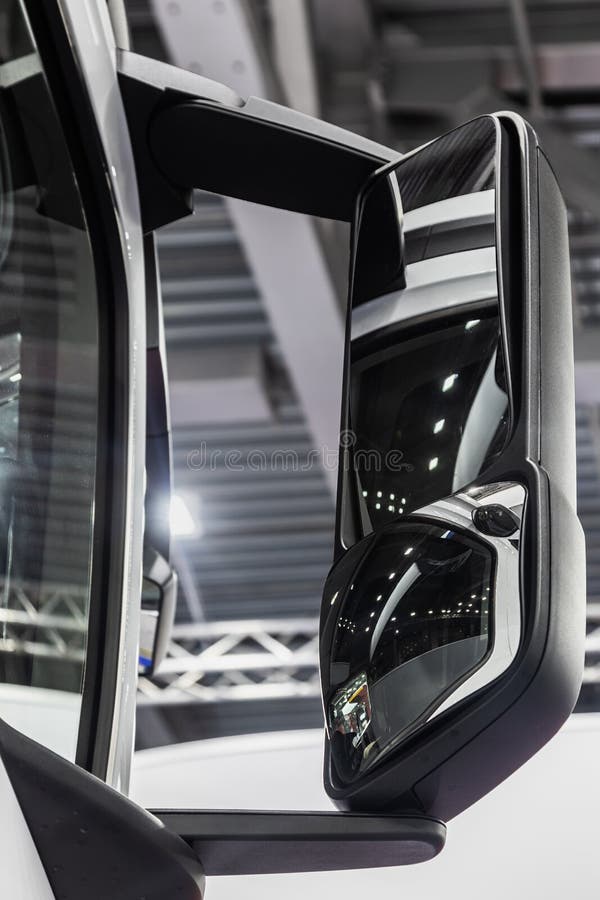 Large Rear View Mirror Mounted on a Truck Stock Image Image of trip