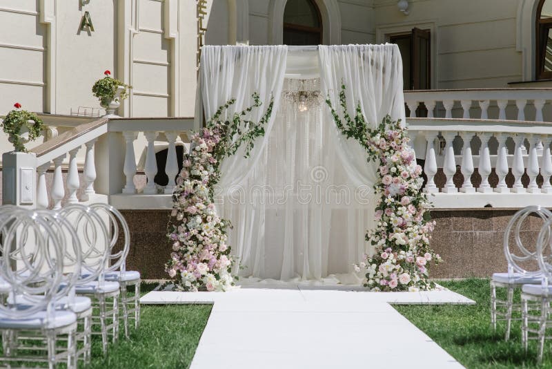 Art Decoration of the Area for the Openair Marriage Ceremony Stock