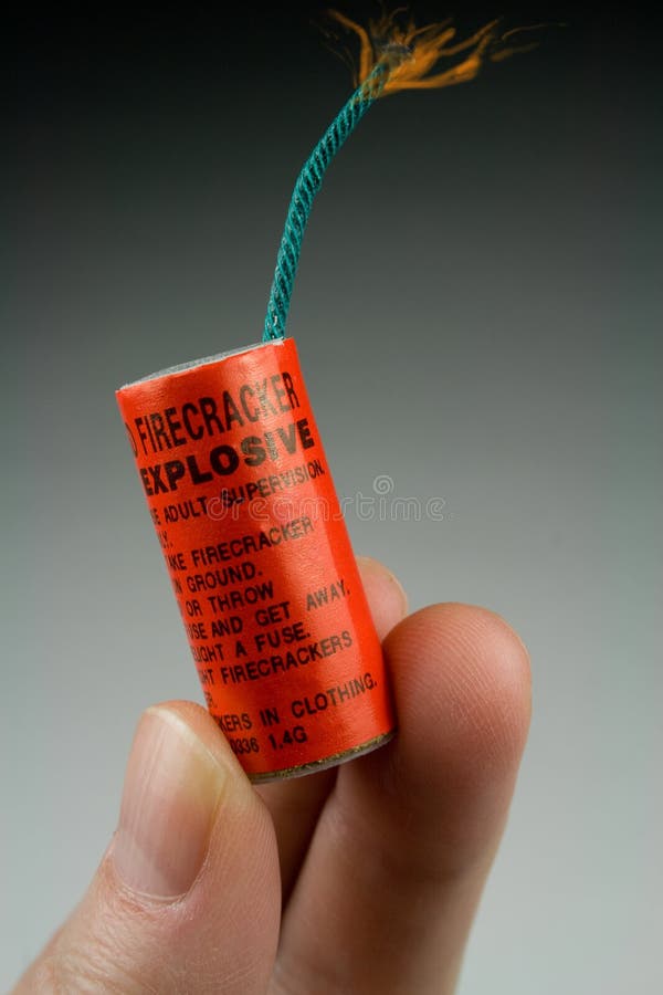 Large Red Firecracker Burning Fuse Stock Photo Image of holiday