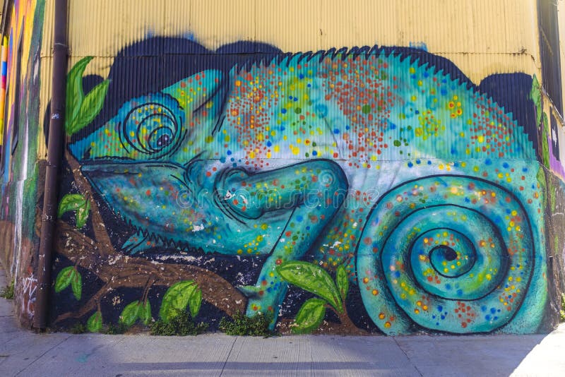 Large Scale Wall Mural in Valparaiso Editorial Photography Image of