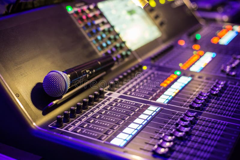 Large show sound controller with microphone stock image