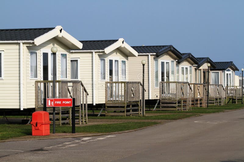 Large Site Caravans with Fire Safety Box. Stock Image Image of heat