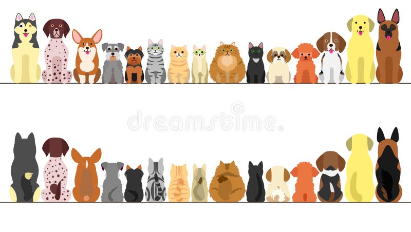 Large and small dogs and cats banner set