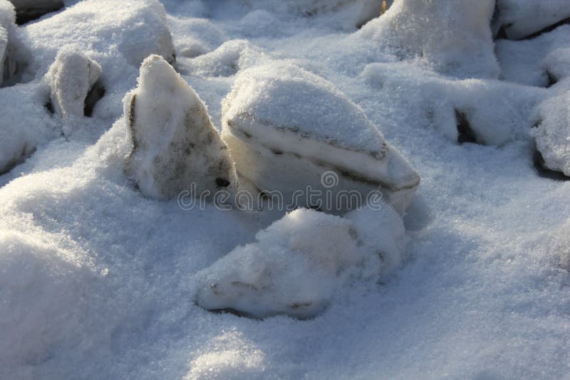 Large Snow Blocks on Snowy Background 30414 Stock Image Image of