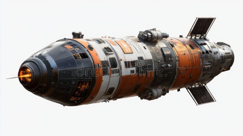 A large space ship floating in the air royalty free illustration