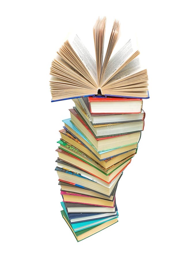 A large stack of books on white background royalty free stock images
