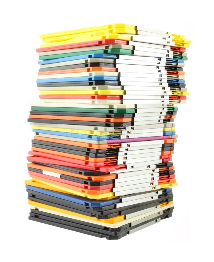 Large stack of computer floppy disks