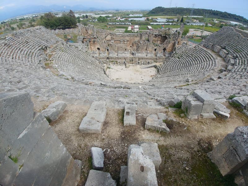 Large stone building with a stone floor royalty free stock image