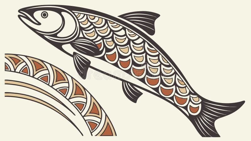 Large Striped Fish, Aquatic Wildlife Design, vector design Generative AI stock illustration