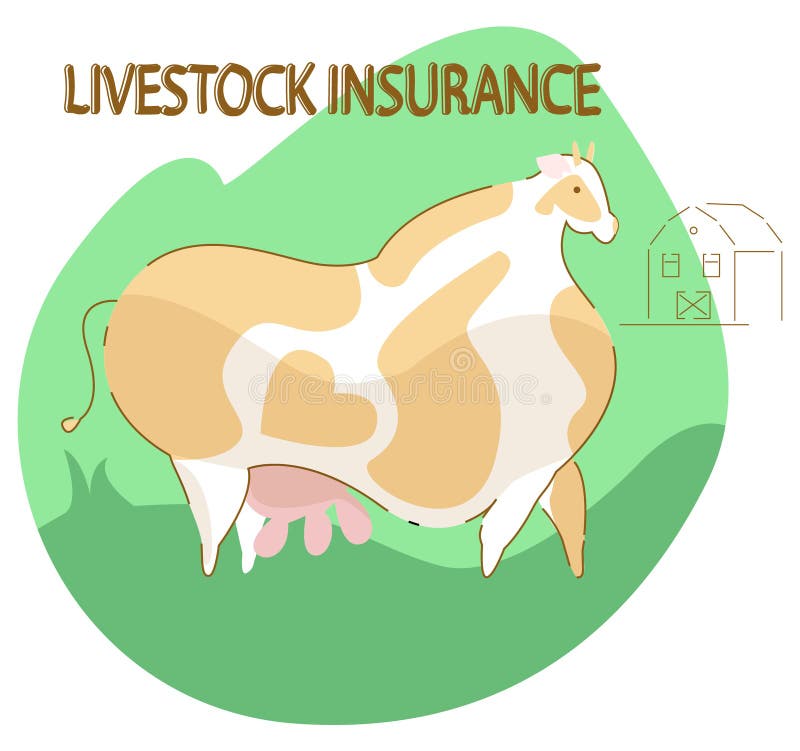 Large Stylized Cow in a Meadow, Above it the Inscription Livestock Insurance  Stock Vector - Illustration of farm, mammal: 160037939