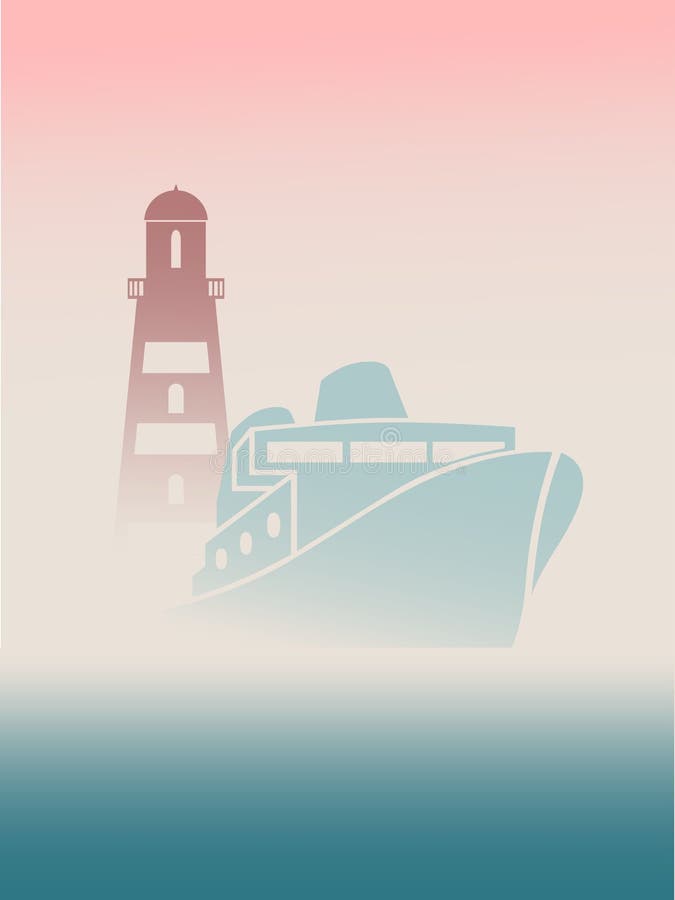 Large transoceanic cruise ship at sunset stock illustration Large transoceanic cruise ship at sunset stock illustration