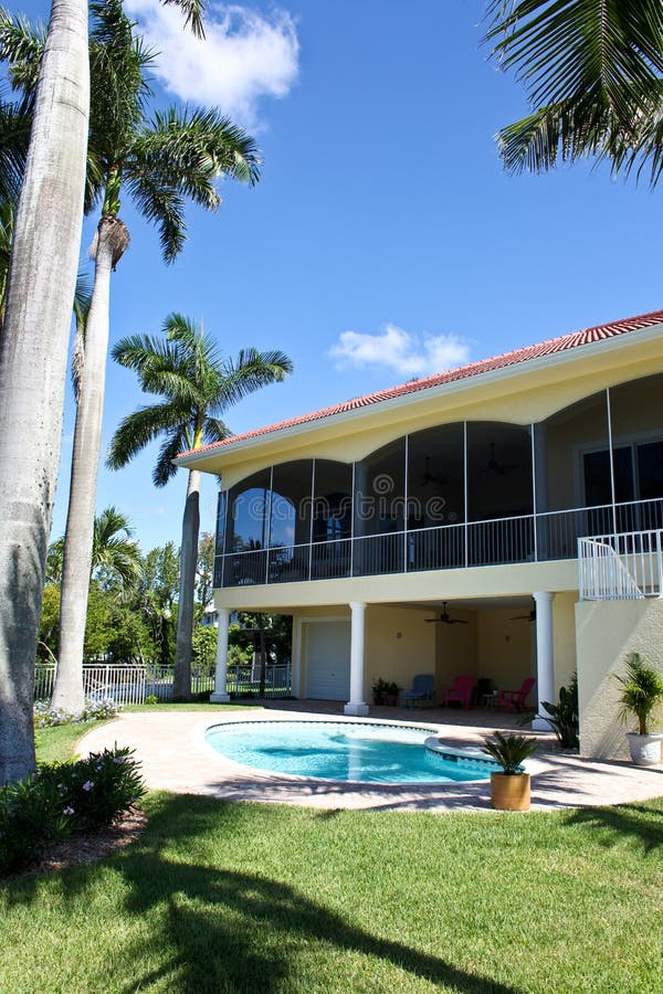 Large tropical house in florida royalty free stock images