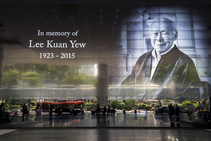 A large TV display of the late Mr. Lee Kuan Yew