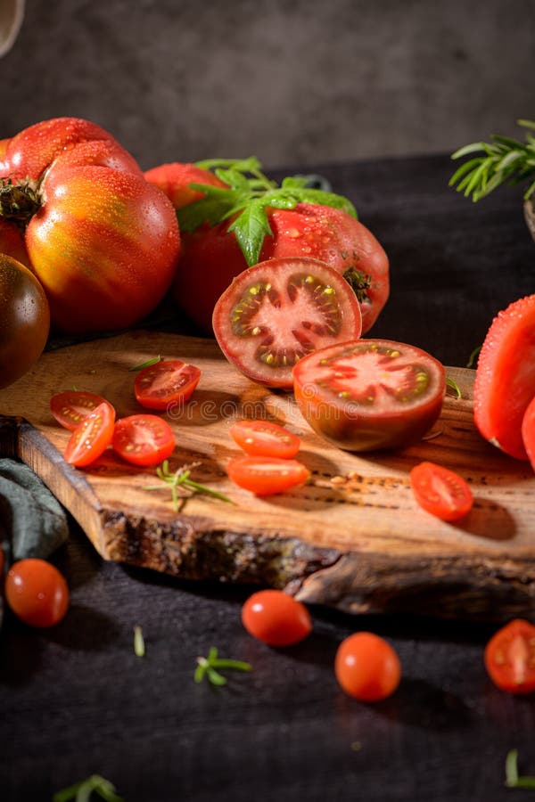 Tomatoes on Rustic Kitchen Counter Stock Photo Image of dinner, green