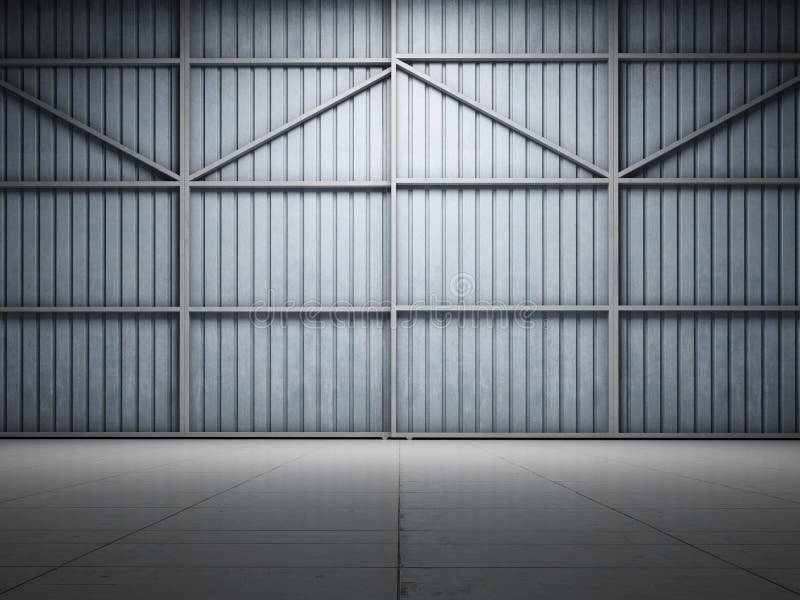 Large warehouse door illuminate vector illustration