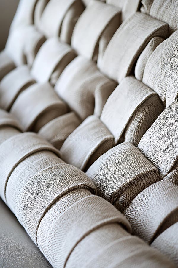 A large, white couch with a unique design made up of many small, white circles stock photos