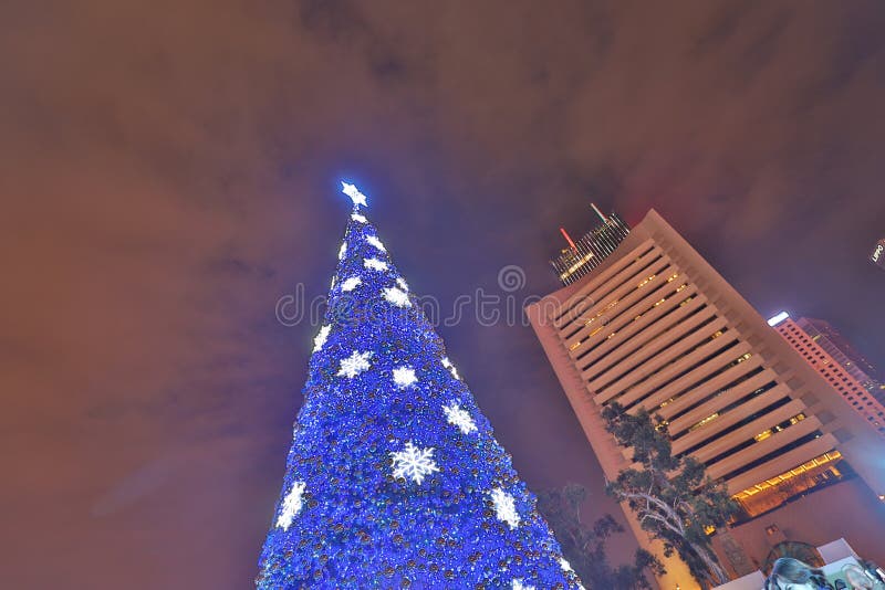 A Large of Xmas Tree at Outdoor at Central Hk Stock Photo Image of