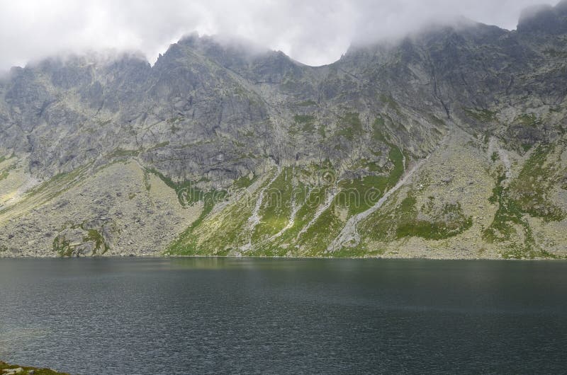 The largest mountain lake on slovakian side of High Tatras, Hincovo pleso in Mengusovska valley