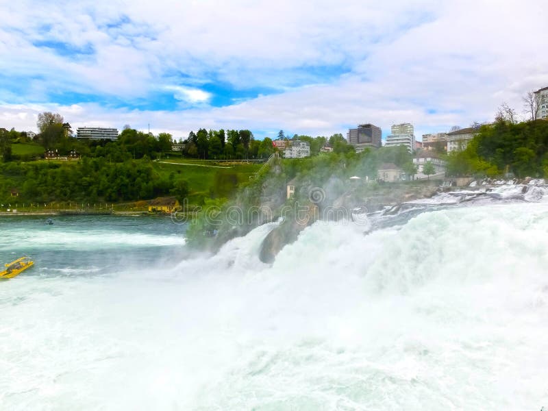 Largest Waterfall in Europe by River Rhein in Switzerland Stock Image Image of cascade, forest
