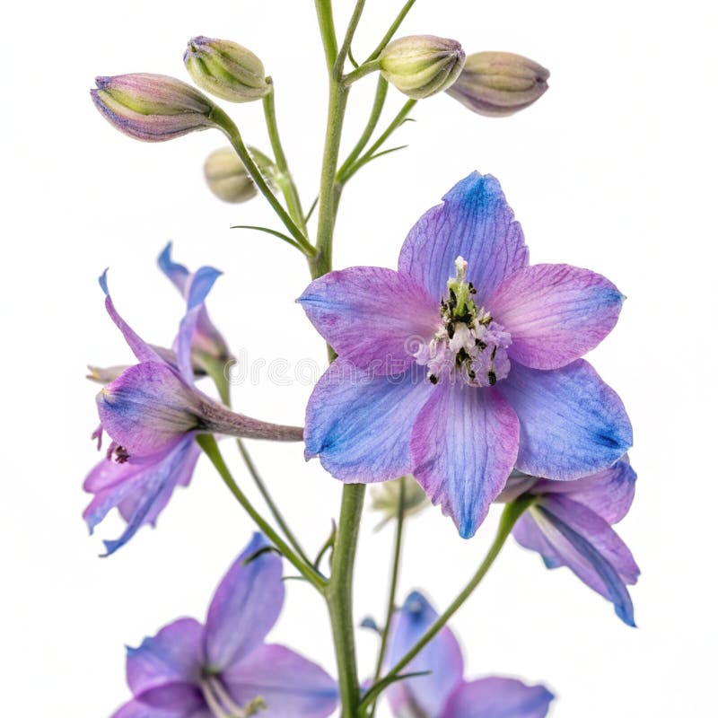 Larkspur-blomman isolerad på genomskinlig bakgrund stock illustrationer
