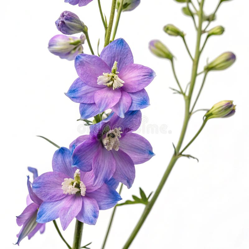 Larkspur-blomman PNG isolerad på vit bakgrund vektor illustrationer