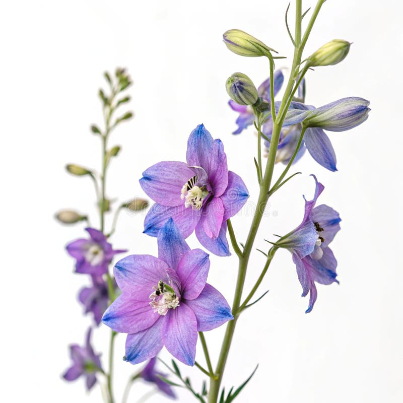 Larkspur-blomman PNG isolerad på vit bakgrund vektor illustrationer
