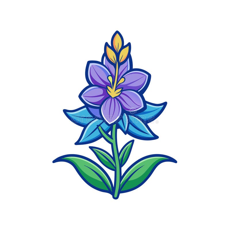 Larkspur Flower Illustration med fet kontur royaltyfri illustrationer