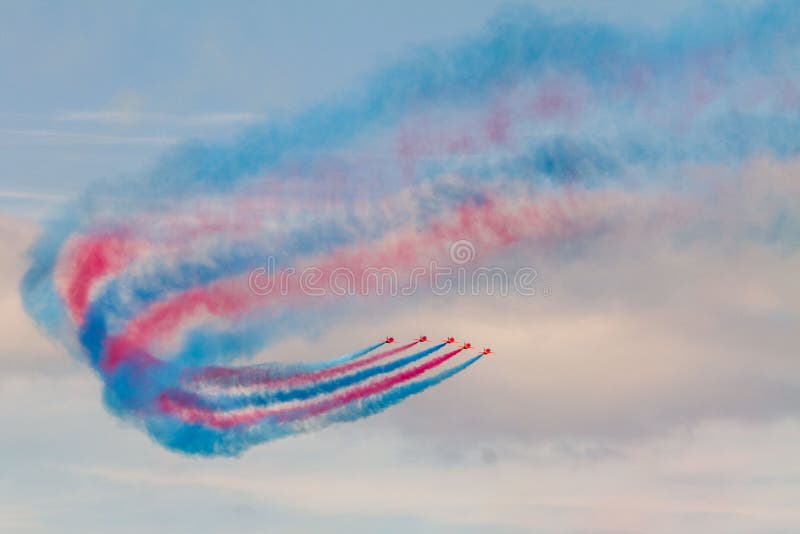 Las flechas rojas, airshow 2018 de Torbay imagenes de archivo Las flechas rojas, airshow 2018 de Torbay imagenes de archivo